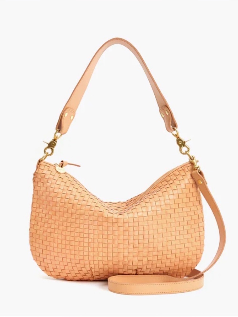 Clare V MOYEN MESSENGER IN WOVEN CHECKER BISQUE